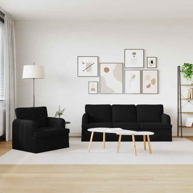 Sofos komplektas 2 pcs Juoda 201 x 80 x 85 cm audinys