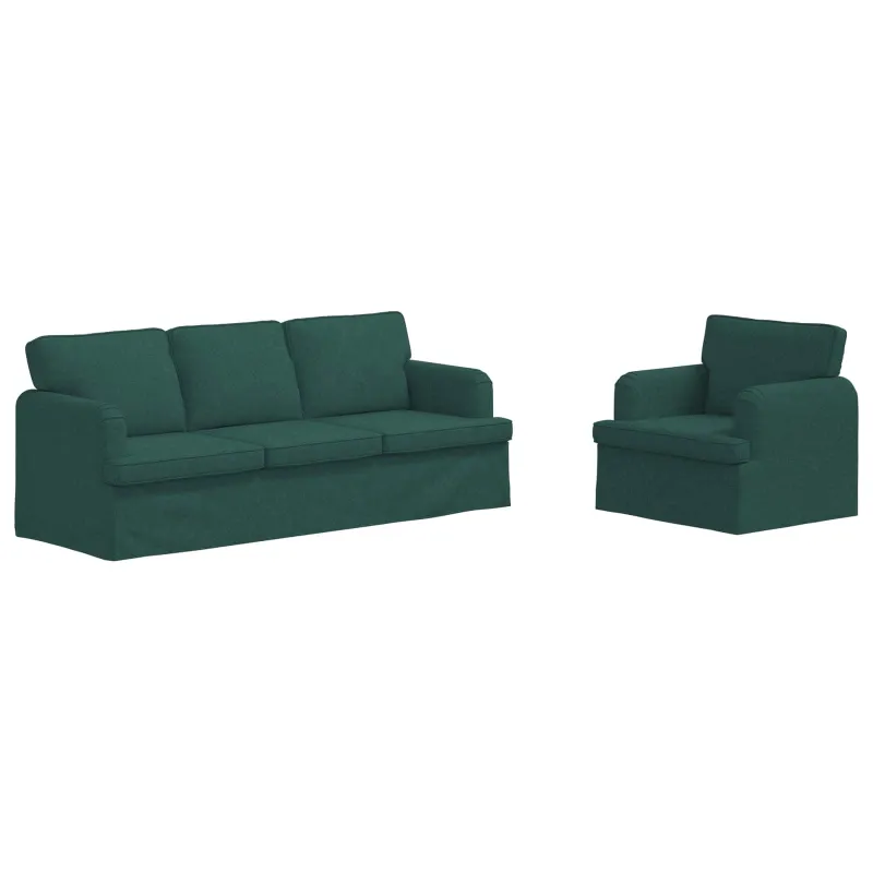 Sofos komplektas 2 pcs Tamsiai žalia 201 x 80 x 85 cm audinys