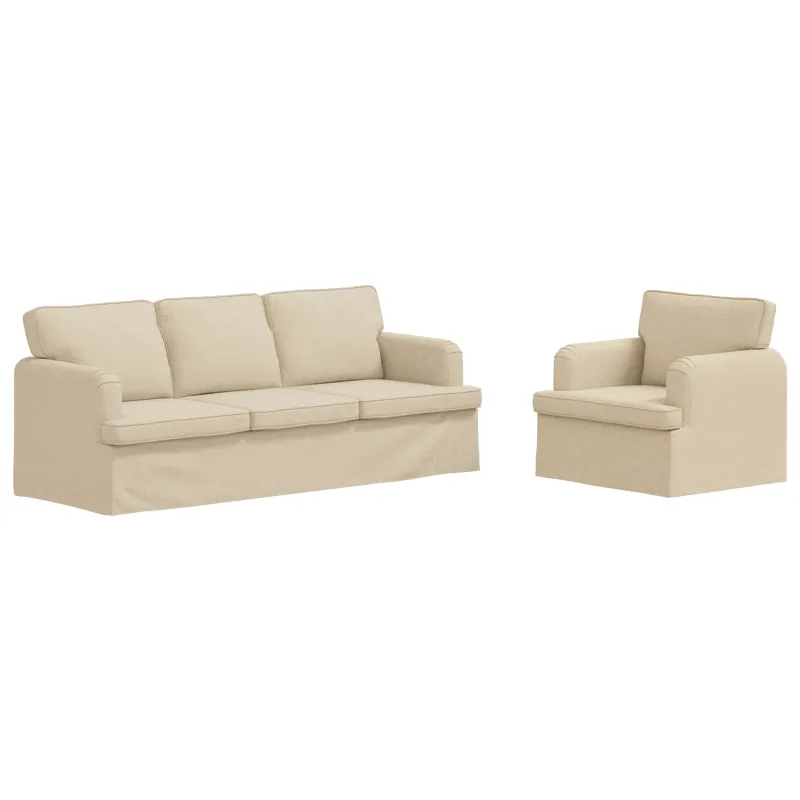 Sofos komplektas 2 pcs Kreminė 201 x 80 x 85 cm audinys