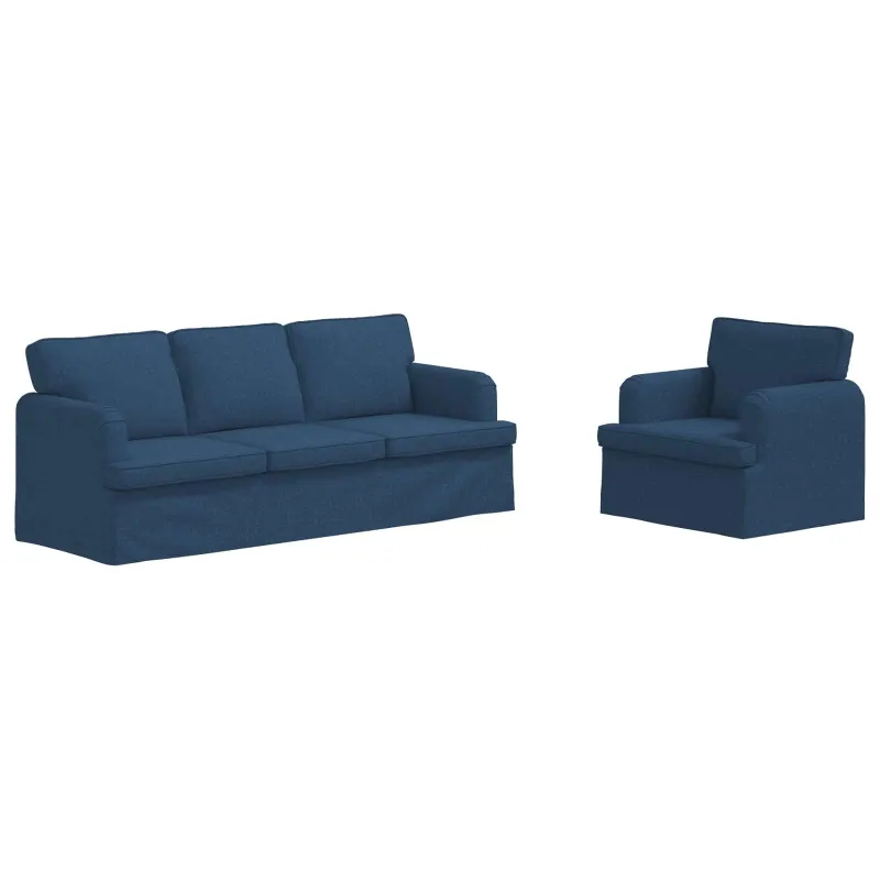 Sofos komplektas 2 pcs Mėlyna 201 x 80 x 85 cm audinys