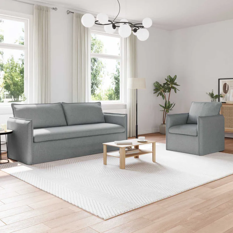 Sofos komplektas 2 pcs Šviesiai pilka 196 x 82 x 85 cm Audinys