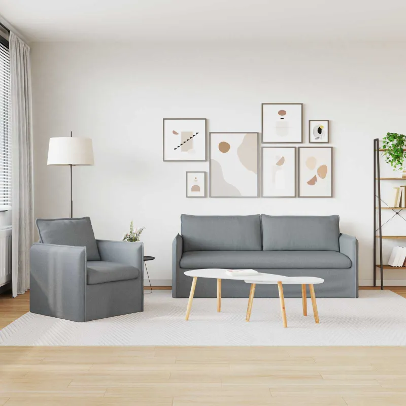 Sofos komplektas 2 pcs Šviesiai pilka 196 x 82 x 85 cm Audinys