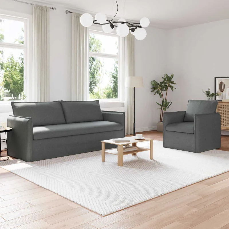 Sofos komplektas 2 pcs Tamsiai pilka 196 x 82 x 85 cm Audinys