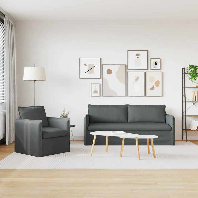 Sofos komplektas 2 pcs Tamsiai pilka 196 x 82 x 85 cm Audinys
