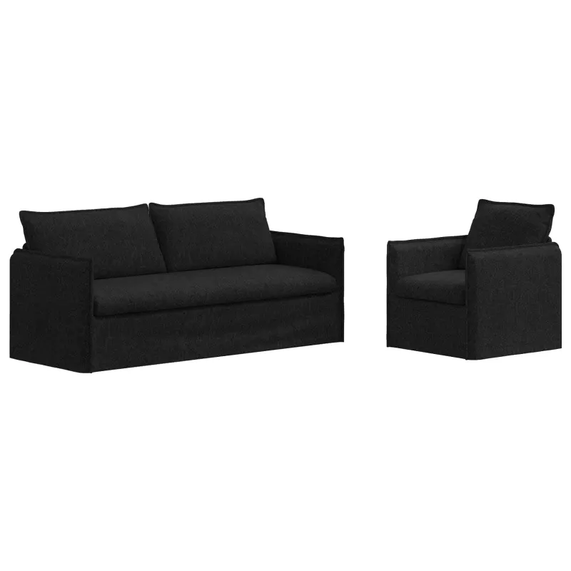 Sofos komplektas 2 pcs Juoda 196 x 82 x 85 cm Audinys