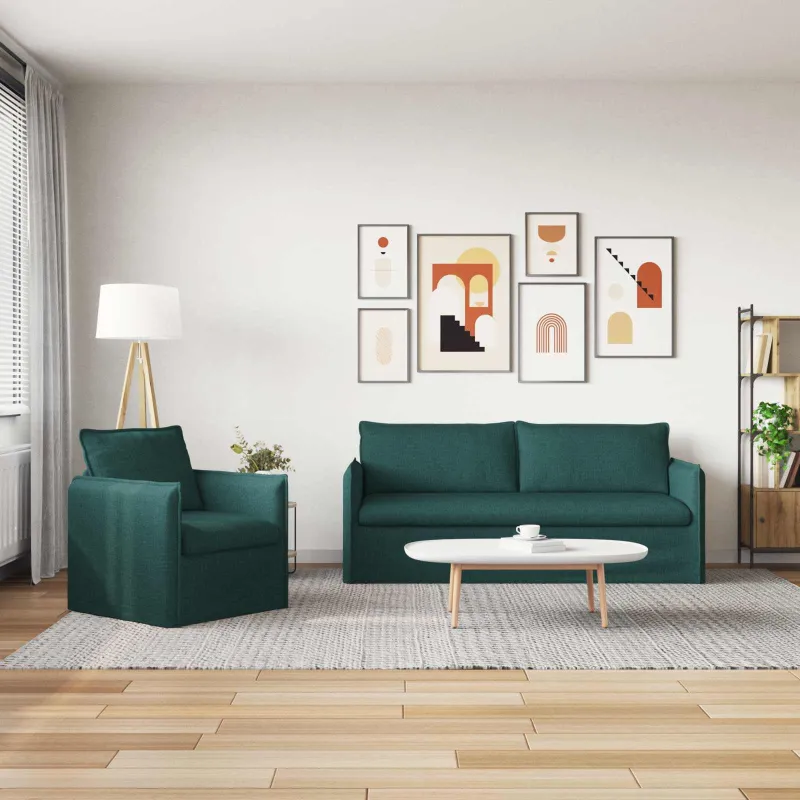 Sofos komplektas 2 pcs Tamsiai žalia 196 x 82 x 85 cm Audinys