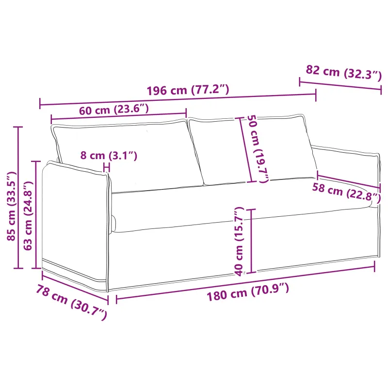 Sofos komplektas 2 pcs Taupe 196 x 82 x 85 cm Audinys