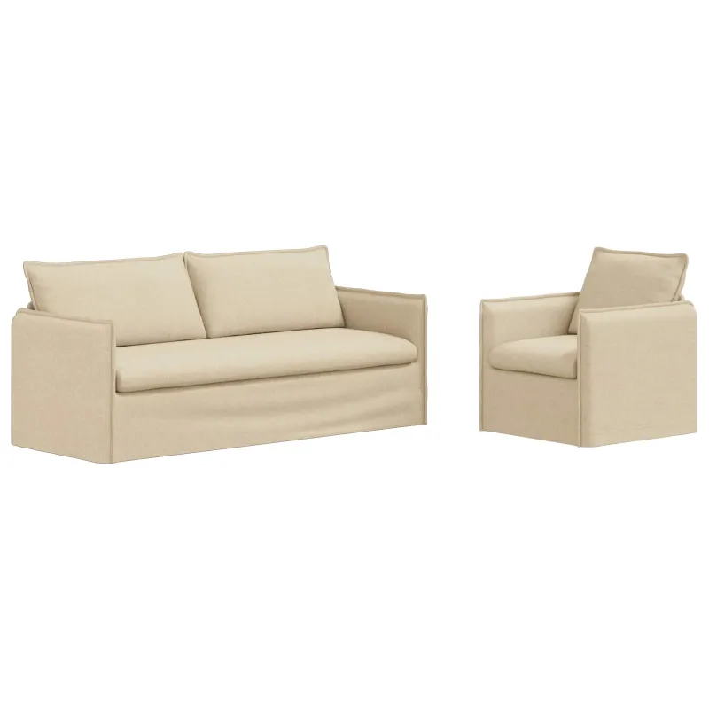 Sofos komplektas 2 pcs Kreminė 196 x 82 x 85 cm Audinys