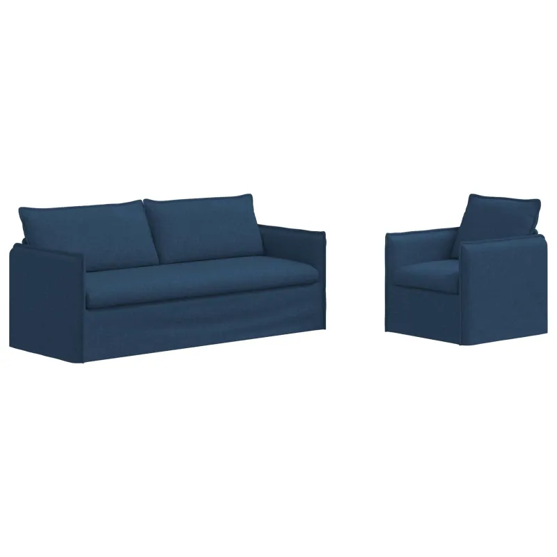 Sofos komplektas 2 pcs Mėlyna 196 x 82 x 85 cm Audinys