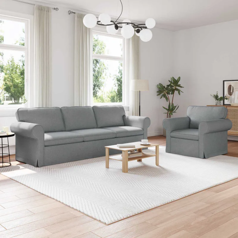 Sofos komplektas 2 pcs Šviesiai pilka 245 x 82 x 80 cm audinys