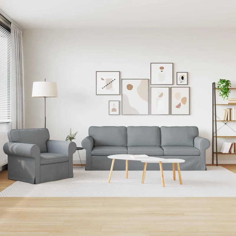 Sofos komplektas 2 pcs Šviesiai pilka 245 x 82 x 80 cm audinys
