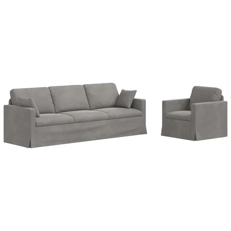 Sofos komplektas 2 pcs Šviesiai pilka 228 x 78 x 80 cm Aksomas
