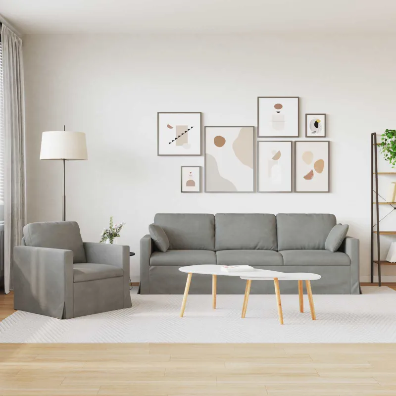 Sofos komplektas 2 pcs Šviesiai pilka 228 x 78 x 80 cm Aksomas