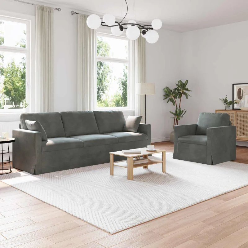 Sofos komplektas 2 pcs Tamsiai pilka 228 x 78 x 80 cm Aksomas