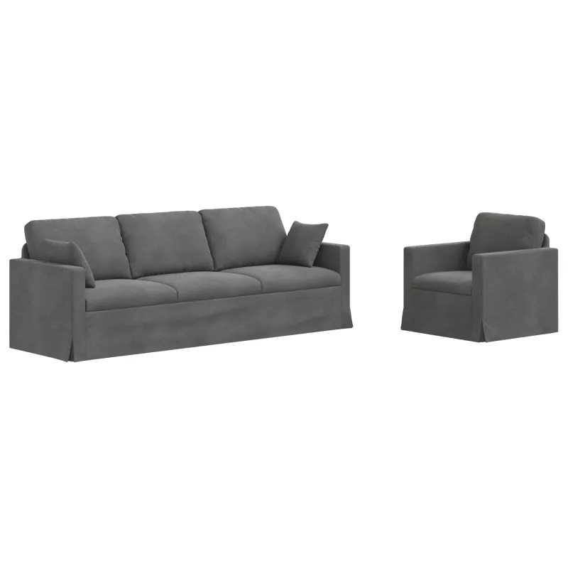 Sofos komplektas 2 pcs Tamsiai pilka 228 x 78 x 80 cm Aksomas