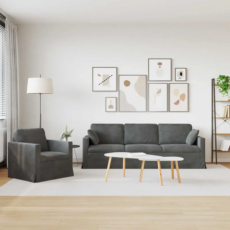 Sofos komplektas 2 pcs Tamsiai pilka 228 x 78 x 80 cm Aksomas