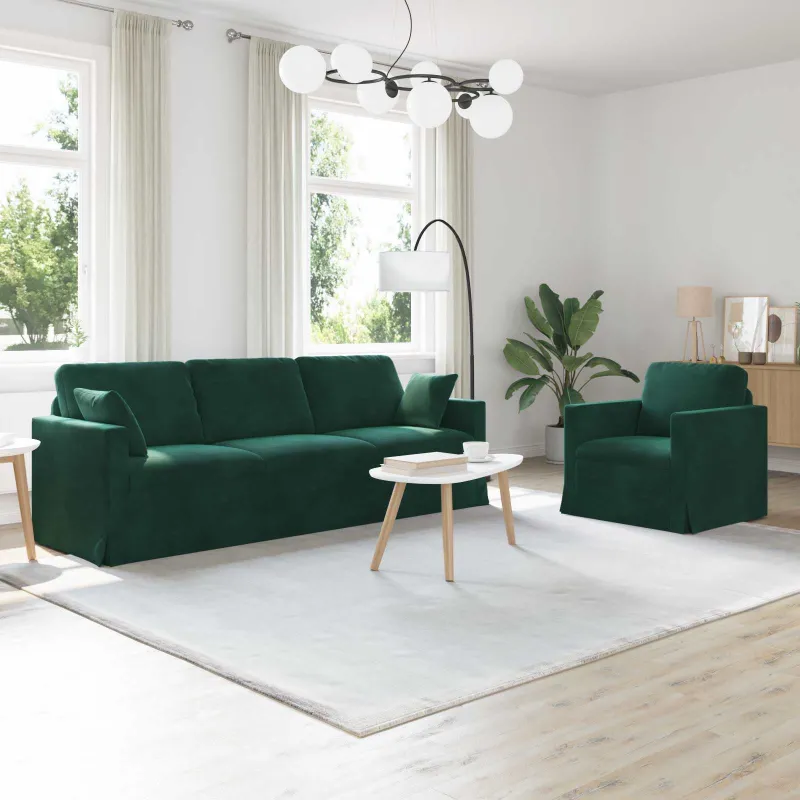 Sofos komplektas 2 pcs Tamsiai žalia 228 x 78 x 80 cm Aksomas