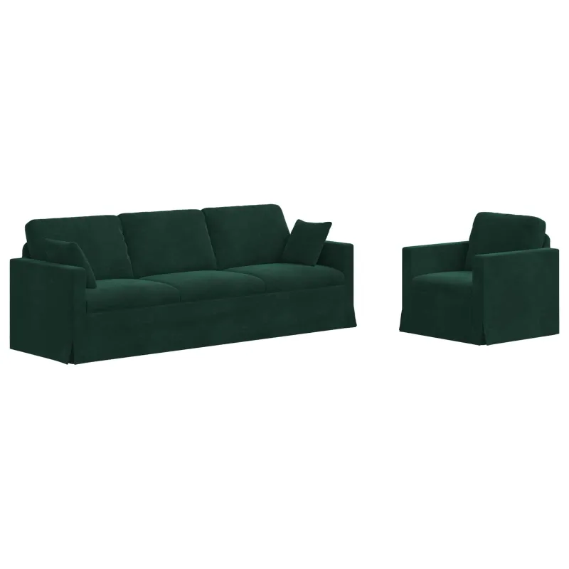 Sofos komplektas 2 pcs Tamsiai žalia 228 x 78 x 80 cm Aksomas