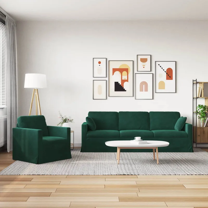 Sofos komplektas 2 pcs Tamsiai žalia 228 x 78 x 80 cm Aksomas