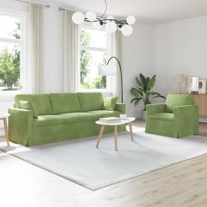 Sofos komplektas 2 pcs Šviesiai žalia 228 x 78 x 80 cm Aksomas