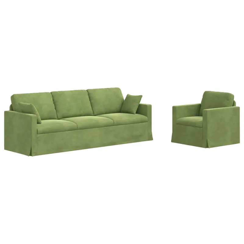 Sofos komplektas 2 pcs Šviesiai žalia 228 x 78 x 80 cm Aksomas