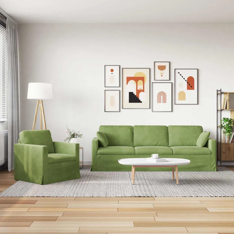 Sofos komplektas 2 pcs Šviesiai žalia 228 x 78 x 80 cm Aksomas