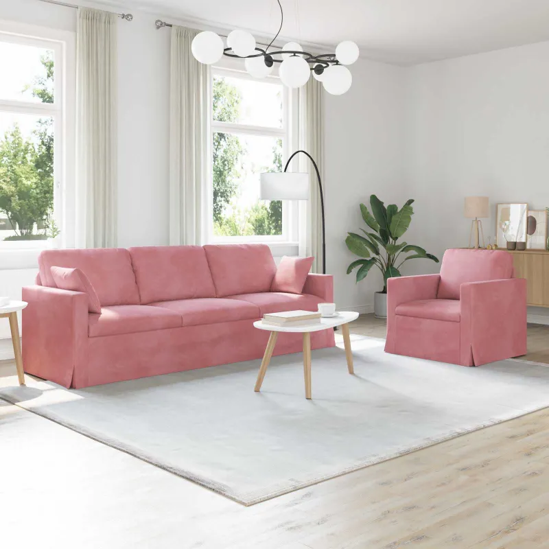 Sofos komplektas 2 pcs Rožinė 228 x 78 x 80 cm Aksomas