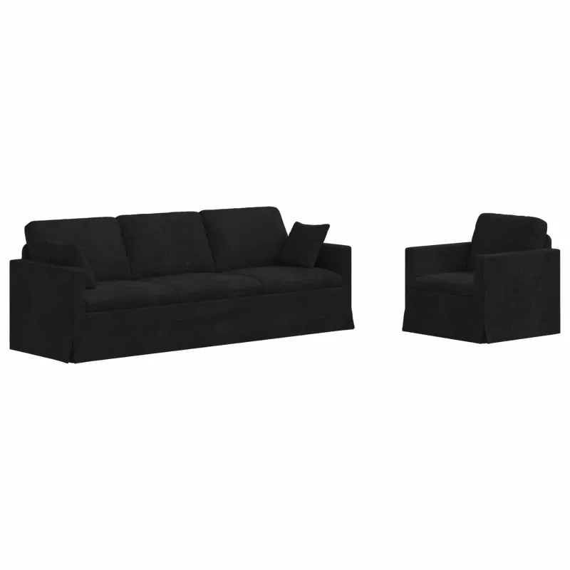 Sofos komplektas 2 pcs Juoda Aksomas