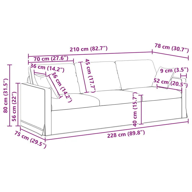 Sofos komplektas 2 pcs Juoda Aksomas