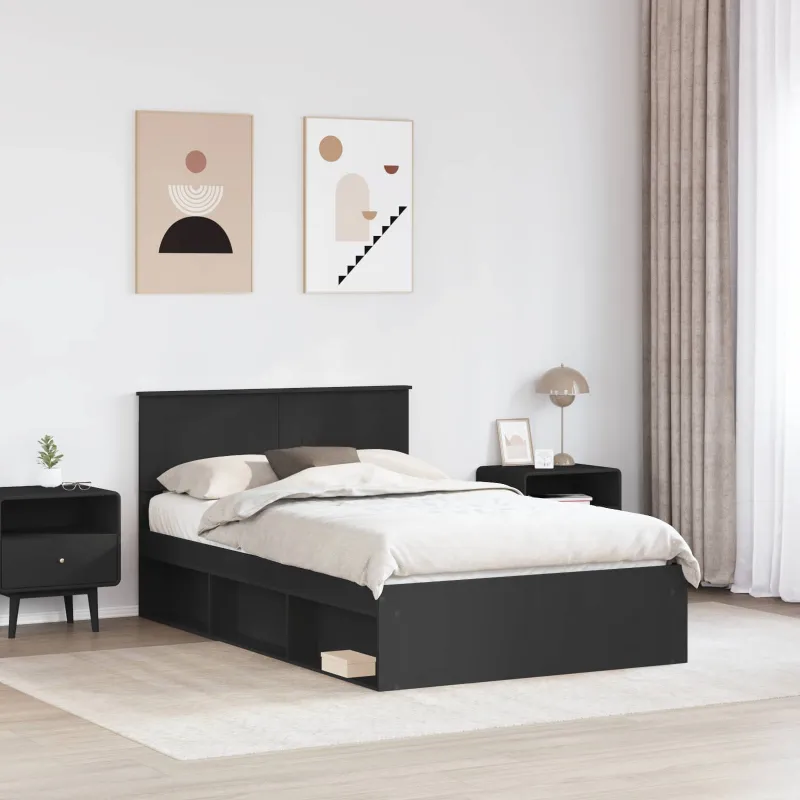Lovos rėmas su galvūgalio Juoda 135 x 190 cm Apdirbta mediena