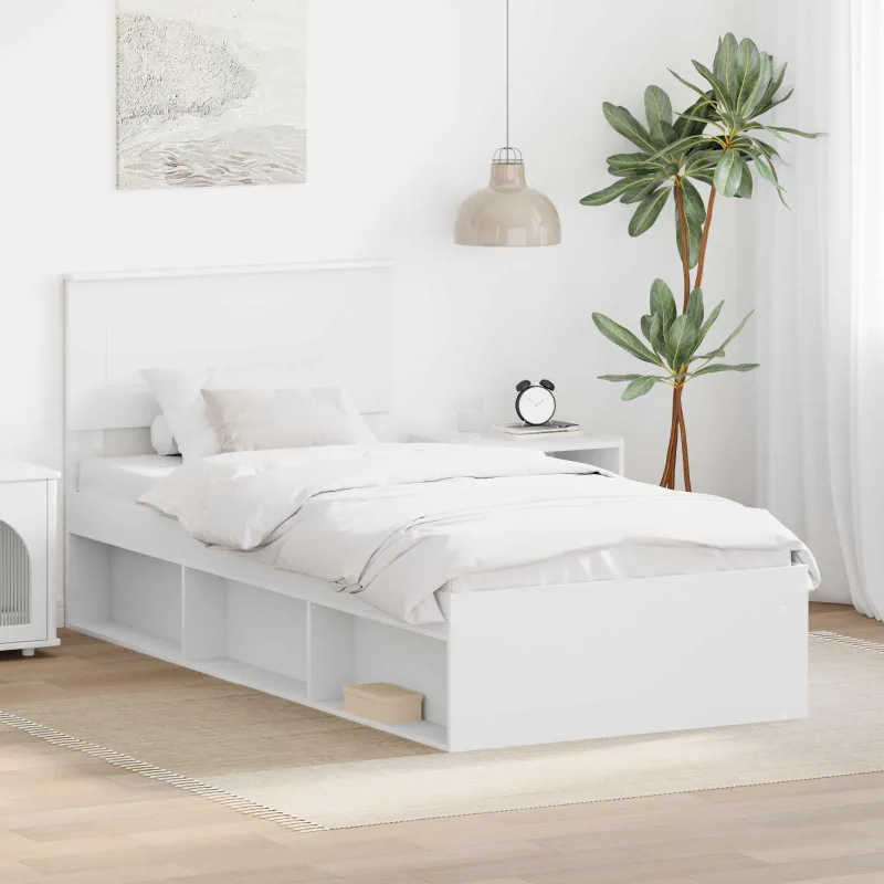Lovos rėmas su galvūgalio Balta 100 x 200 cm Apdirbta mediena