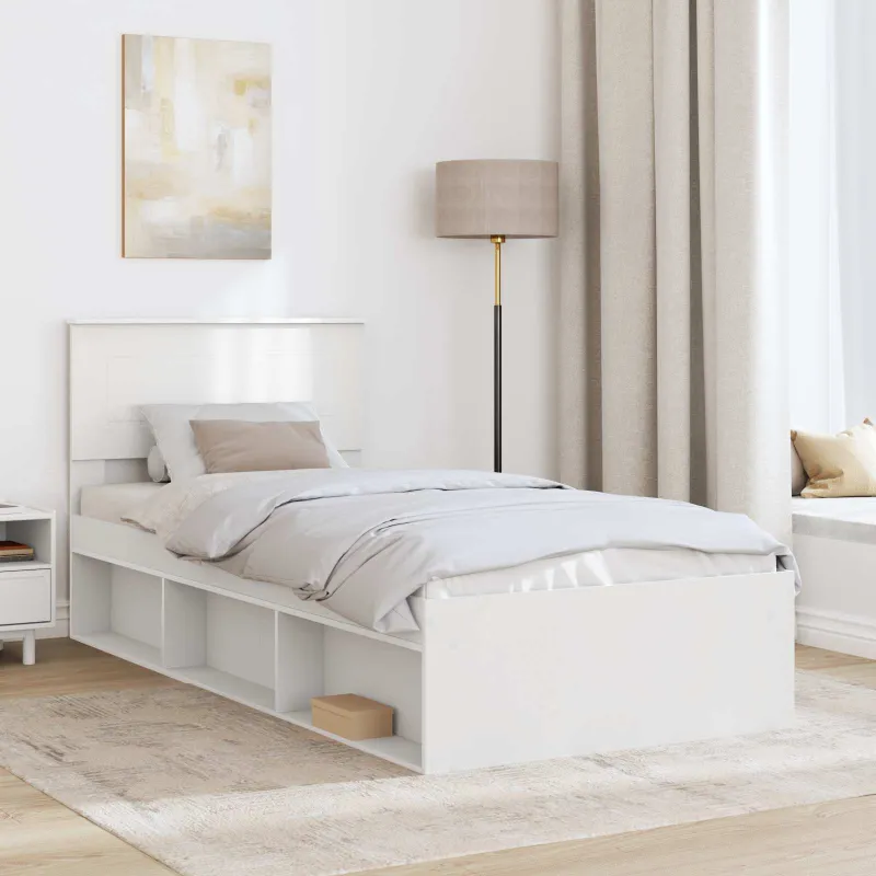 Lovos rėmas su galvūgalio Balta 100 x 200 cm Apdirbta mediena