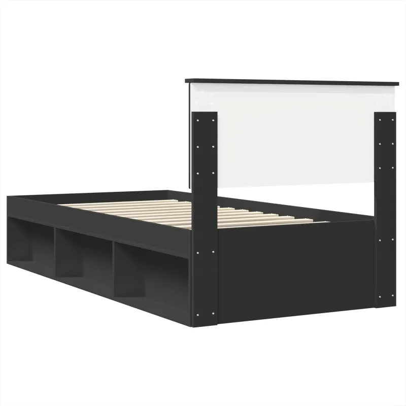 Lovos rėmas su galvūgalio Juoda 75 x 190 cm Apdirbta mediena