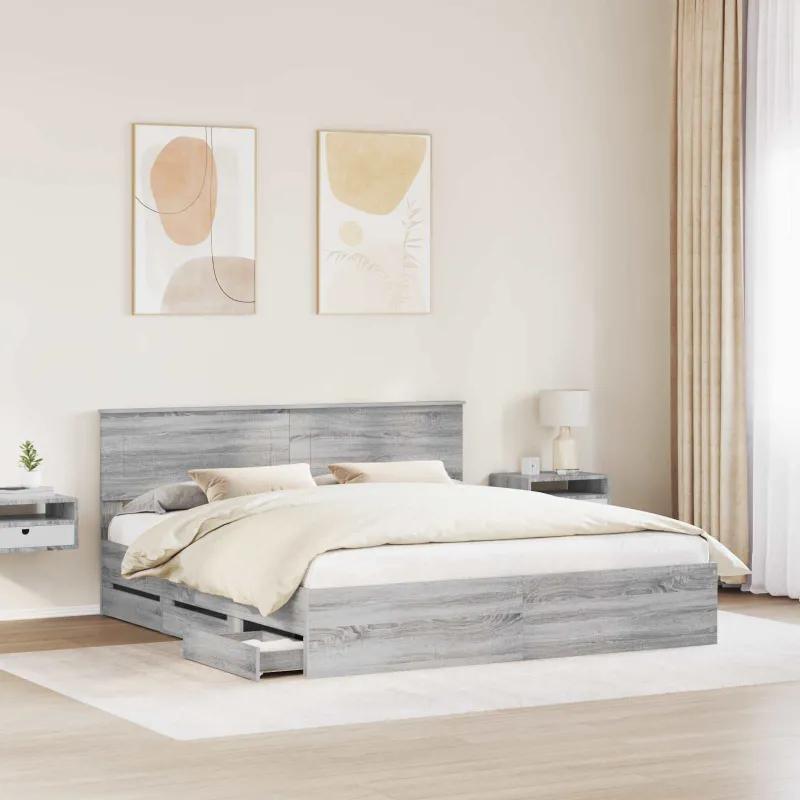 Lovos rėmas Pilkas Sonoma 200 x 200 cm Inžinerinė mediena