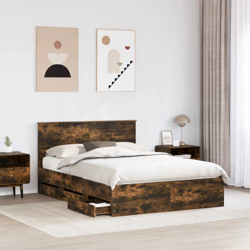 Lovos rėmas Rūkyta ąžuolas 160 x 200 cm Inžinerinė mediena