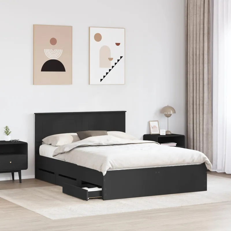 Lovos rėmas su stalčių Juoda 140 x 190 cm Inžinerinė mediena