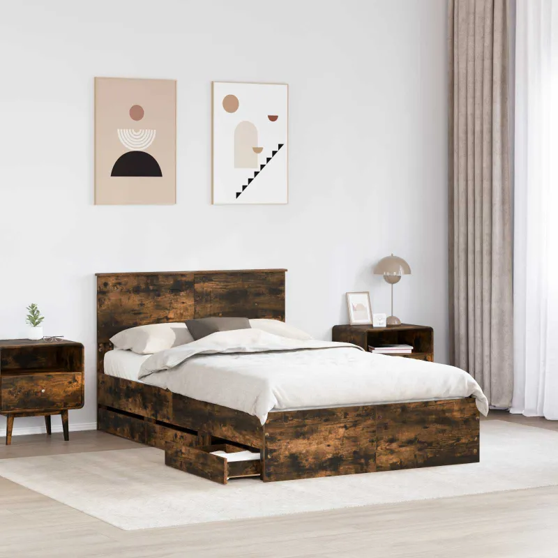 Lovos rėmas Rūkyta ąžuolas 120 x 200 cm Inžinerinė mediena