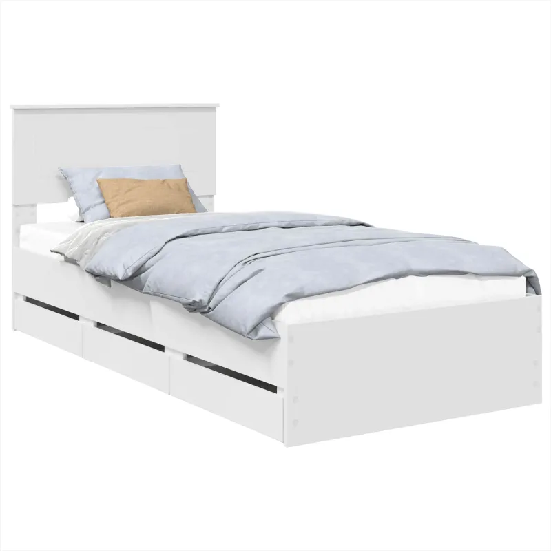 Lovos rėmas su stalčių Balta 75 x 190 cm Inžinerinė mediena