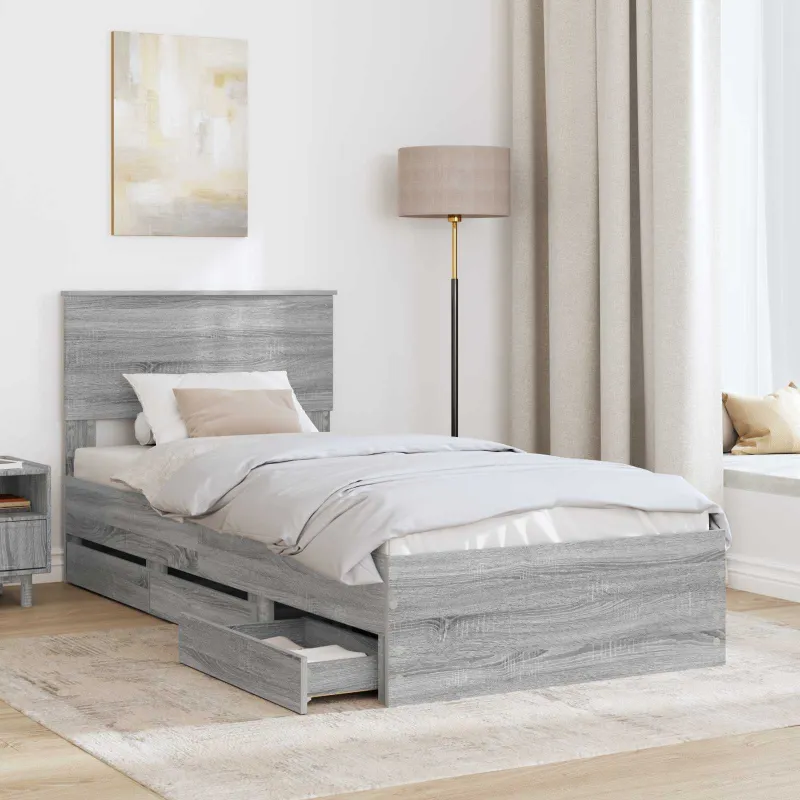 Lovos rėmas Pilkas Sonoma 75 x 190 cm Inžinerinė mediena