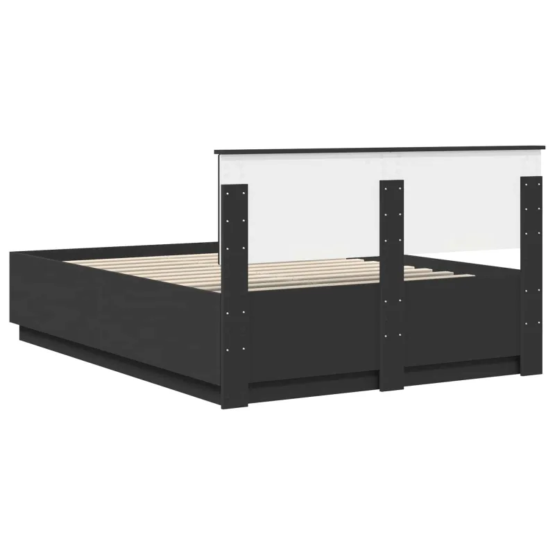 Lovos rėmas su galvūgalio Juoda 150 x 200 cm Apdirbta mediena
