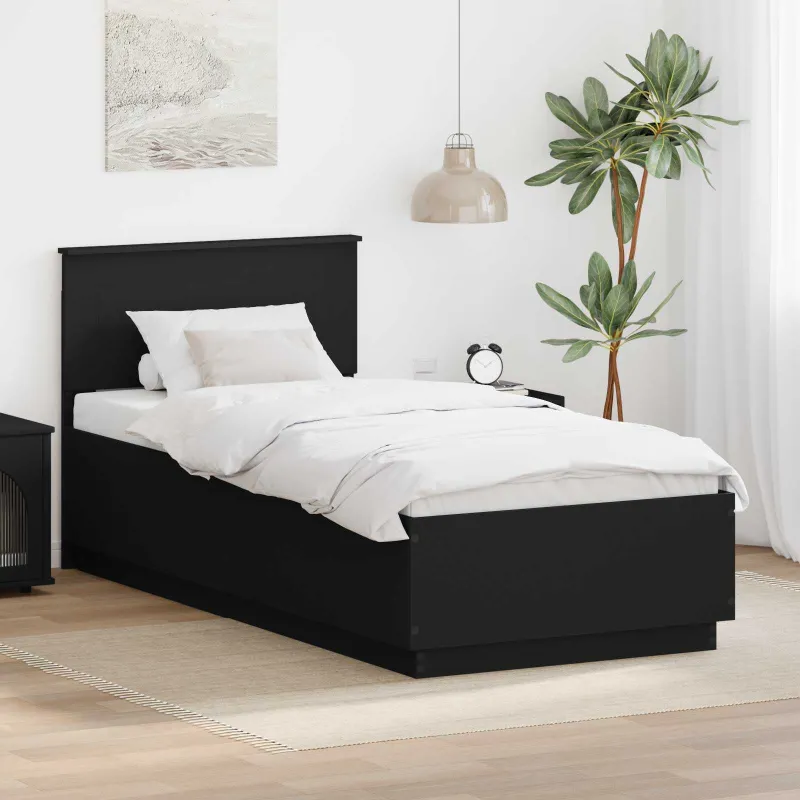Lovos rėmas su galvūgalio Juoda 70 x 190 cm Apdirbta mediena