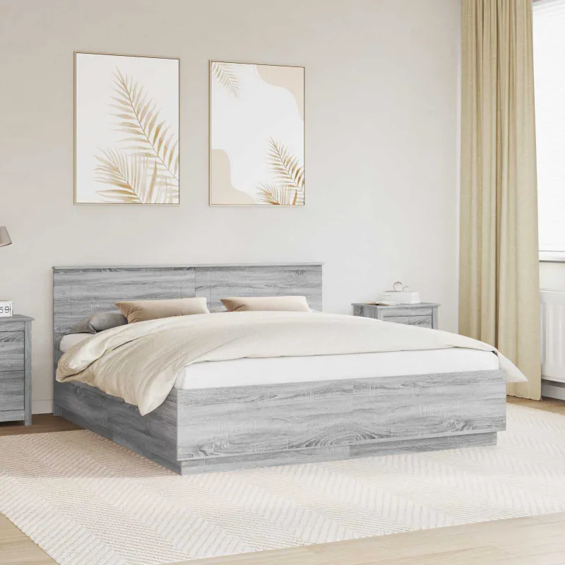 Lovos rėmas Pilka sonoma ąžuolo 180 x 200 cm Apdirbta mediena