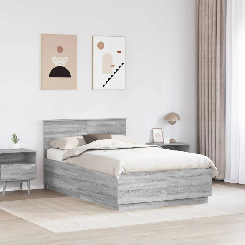 Lovos rėmas Pilka sonoma ąžuolo 135 x 190 cm Apdirbta mediena