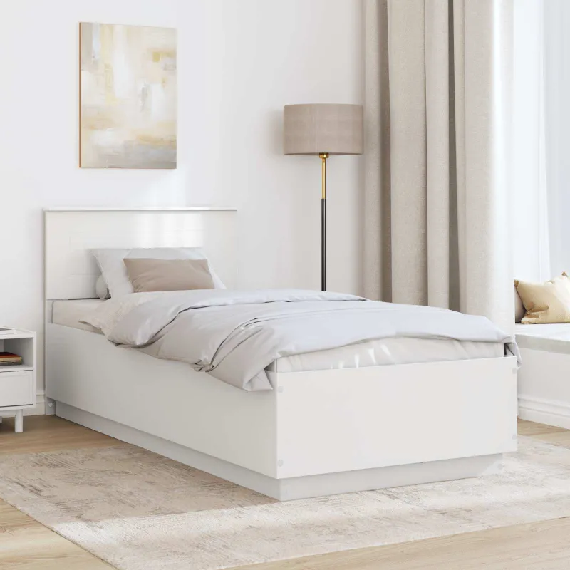 Lovos rėmas su galvūgalio Balta 75 x 190 cm Apdirbta mediena