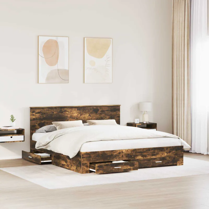 Lovos rėmas Rūkyta ąžuolas 200 x 200 cm Apdirbta mediena