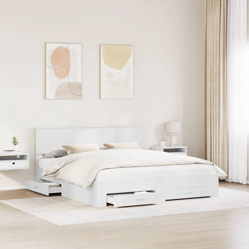 Lovos rėmas su galvūgalio Balta 180 x 200 cm Apdirbta mediena