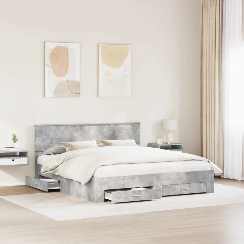 Lovos rėmas Betono pilka 180 x 200 cm Apdirbta mediena