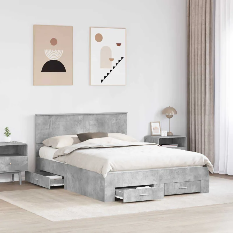 Lovos rėmas Betono pilka 140 x 190 cm Apdirbta mediena