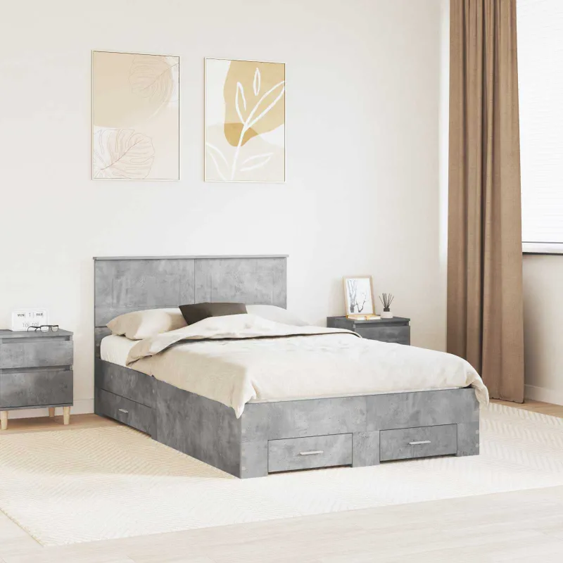 Lovos rėmas Betono pilka 135 x 190 cm Apdirbta mediena