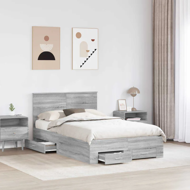 Lovos rėmas Pilkas Sonoma 135 x 190 cm Apdirbta mediena